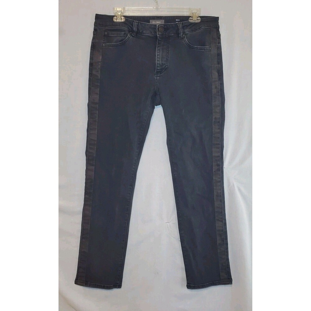 Rare DL1961 Nick Slim Side Strip Dusty Black Jeans Mens Sz 32x32 (Actual 34x29)